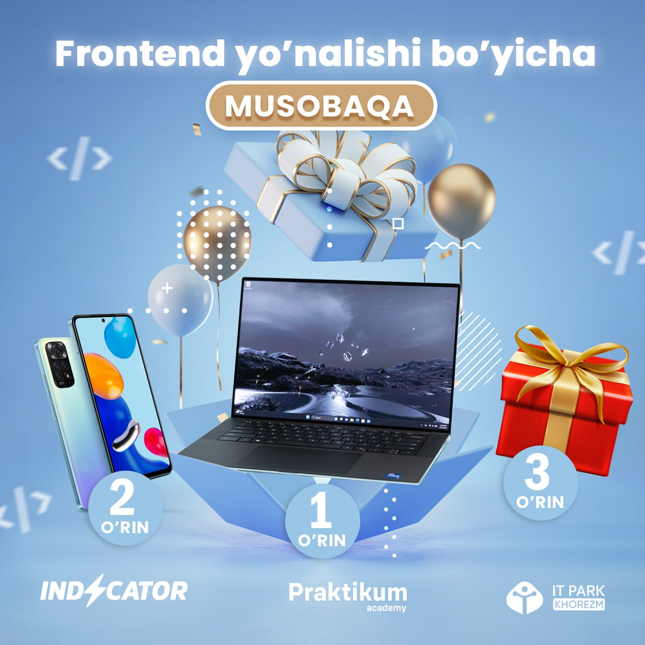 12-may kuni Praktikum Academyda Frontend yo'nalishi bo'yicha musobaqa bo'lib o'tadi.